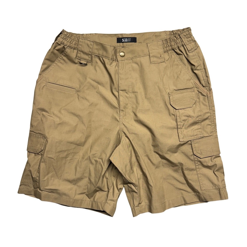 5.11 Tactical Mens Cargo Shorts Khaki Tan Size 36 Elastic Waist Outdoor Work